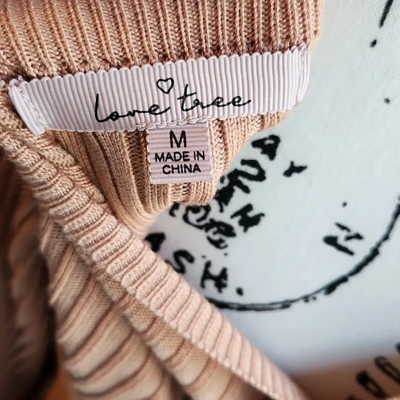 LOVE TREE, Relax Ribbed Knit Wrap, Waist Tie Sweater, Sz M ,Clay Color - Picture 7 of 7